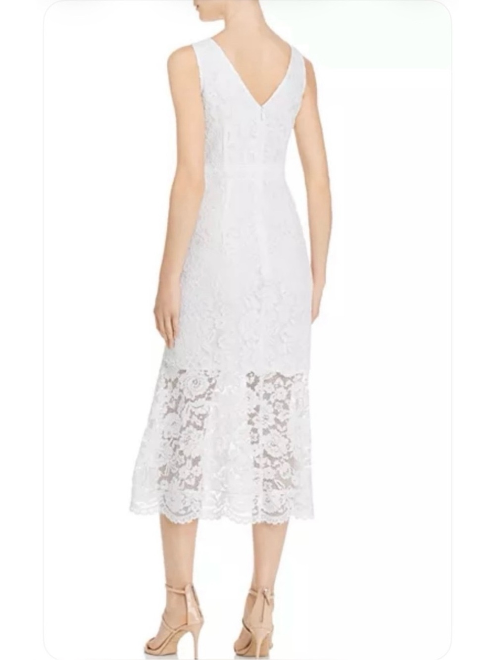 NWT NANETTE LEPORE Optic White Lace Sleeveless V-Neck Midi Dress Sz. 14 - Picture 6 of 6